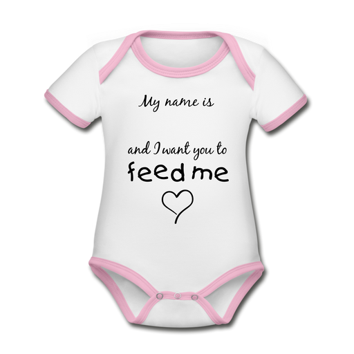 Feed Me Organic Baby Contrasting Bodysuit - wit/roze