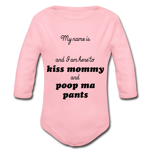 Name Organic Longsleeve Baby Bodysuit - light roze