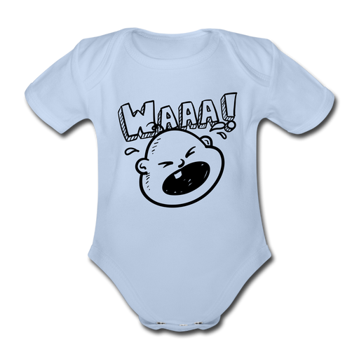 Waaa! Organic Short-sleeved Baby Bodysuit - sky