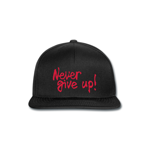 Never Give Up! Snapback Cap - zwart/zwart