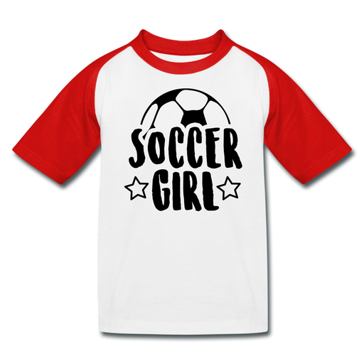 Soccer Girl Kids’ Baseball T-Shirt - wit/rood