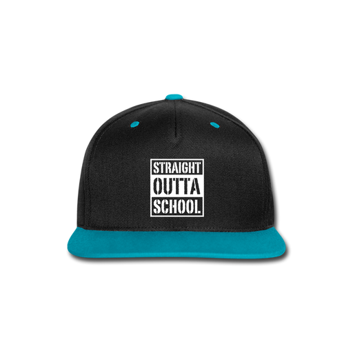 Straight Outta School Snapback - zwart/turquoise