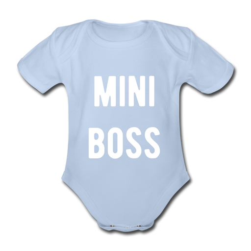 Mini Boss - Organic Short-sleeved Baby Bodysuit - sky