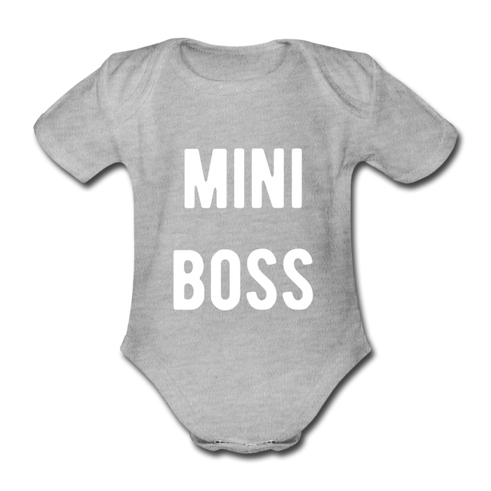 Mini Boss - Organic Short-sleeved Baby Bodysuit - grijs gemêleerd